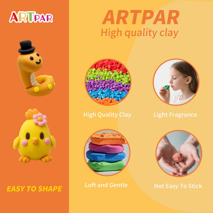 ARTPAR Air Dry Clay Kit for Kids-12 Animals Modeling Magic Clay,DIY Art Crafts Molding Clay Set,Ultra Light & Soft, Safe & Non-Stick with Sculpting Tools & Tutorials, Unique Gifts for Boys & Girls