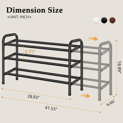 3 Closet, 28 42, Closet, 18 Gewudraw Tier Shoe Organizer, Shoe Rack for Metal Shelf Can Expandable to for Bedroom