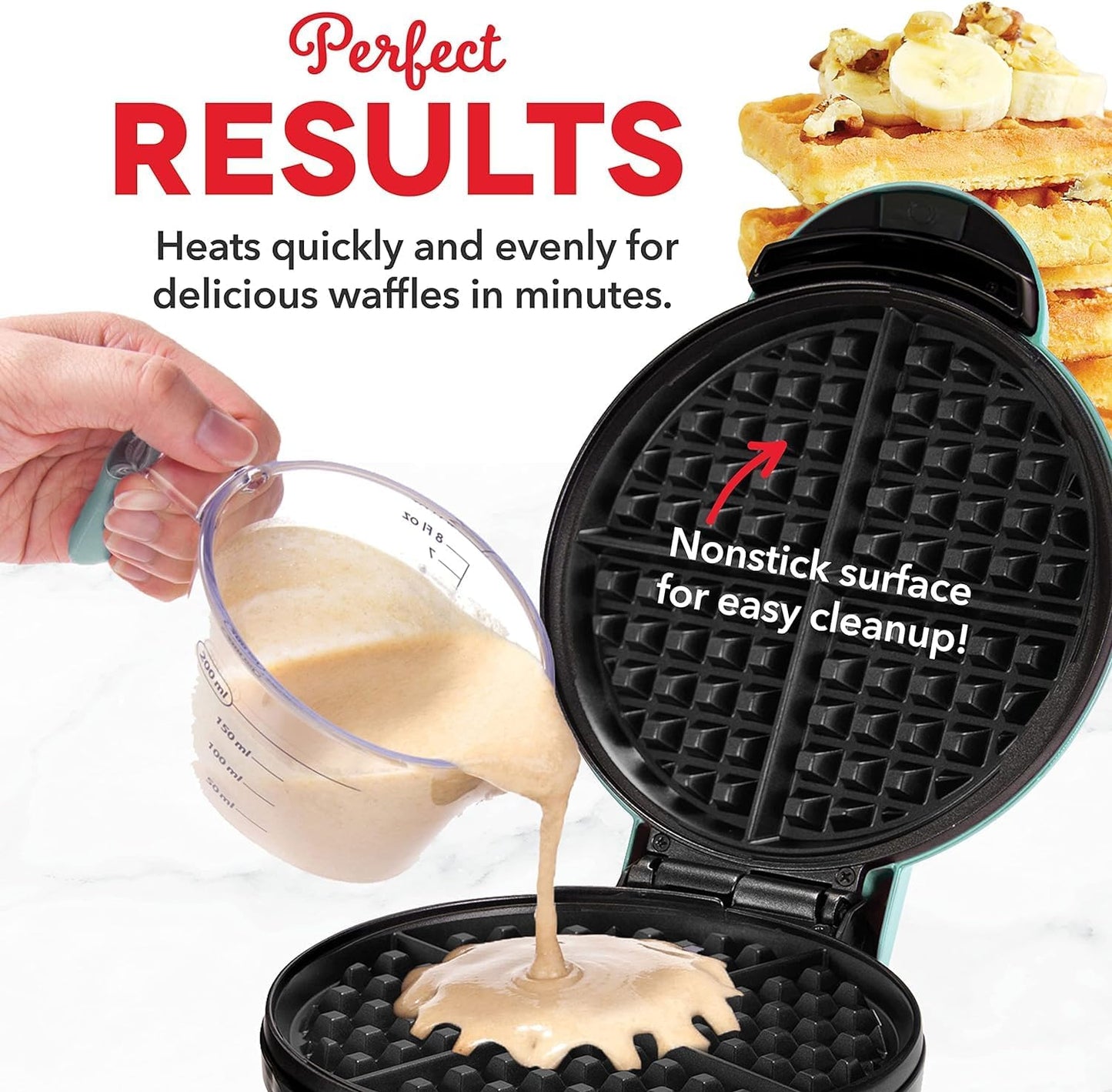 Mini Maker for Individual Waffles, Hash Browns, Keto Chaffles, Easy to Clean Non-Stick Surfaces, 4 Inch