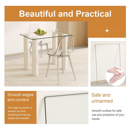 Virelix Rectangle Tempered Glass Table Top, Clear Surface 1/4" Thick Flat Polished Edge for Furniture Protection Patio Dining Coffee End Tables