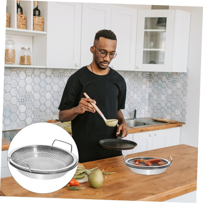 1 Set Mesh Drain Pan, Oil Draining Net, Egg Steamer Rack for Stovetop Barbecue Grill