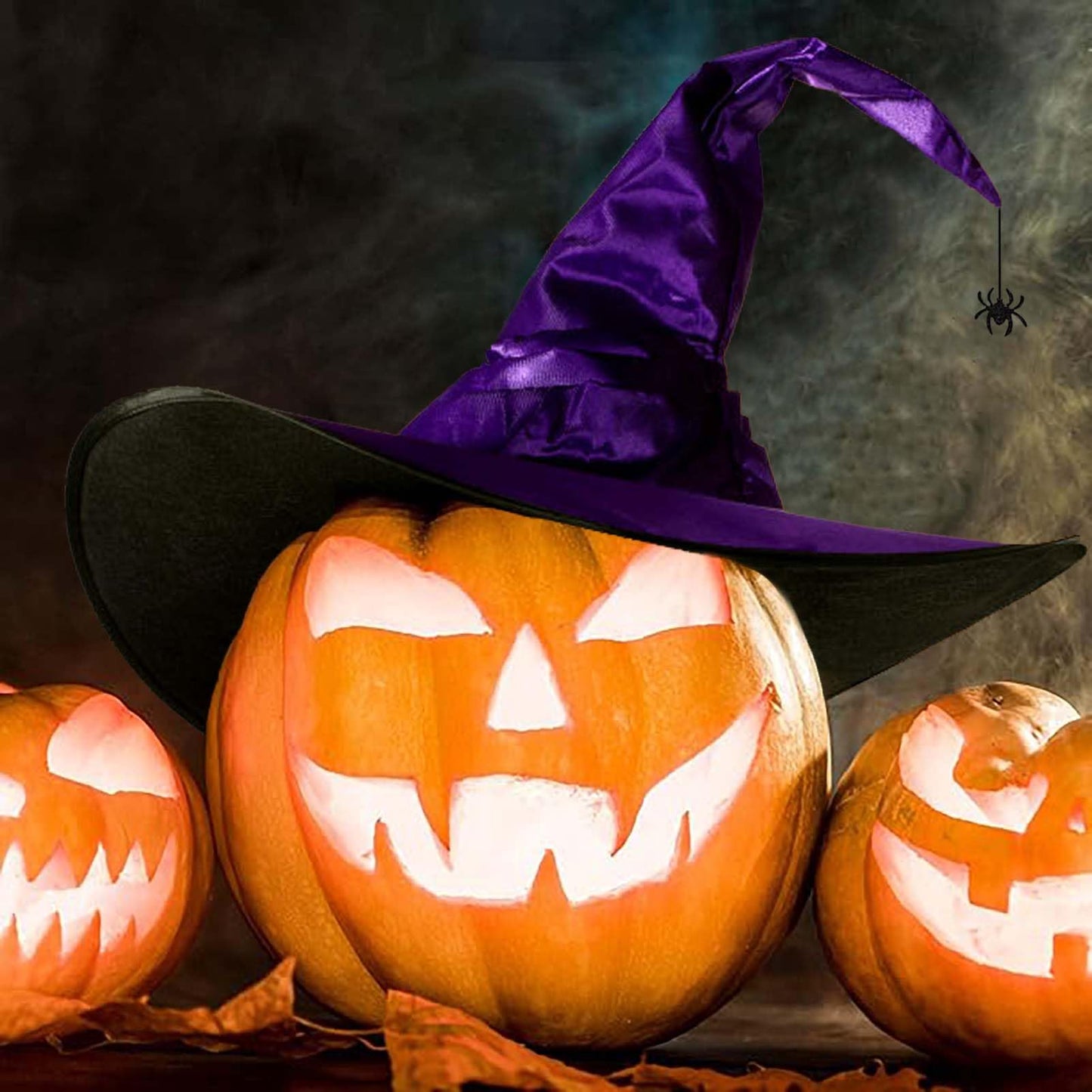 WXOIEOD Purple Witch Hat for Woman Mens Adult Large Witch Hats Halloween Cosplay Costume with Spider Decorations