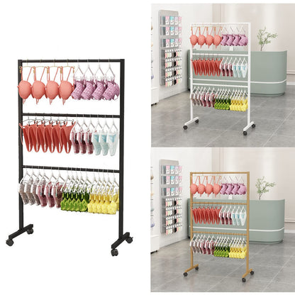 Coat Rack Garment Rack With Wheels, For Clothing Store - Underwear Display Rack, Bra Rack - Commercial Free Standing Hanger For Bikini, Swimwear, Lingerie