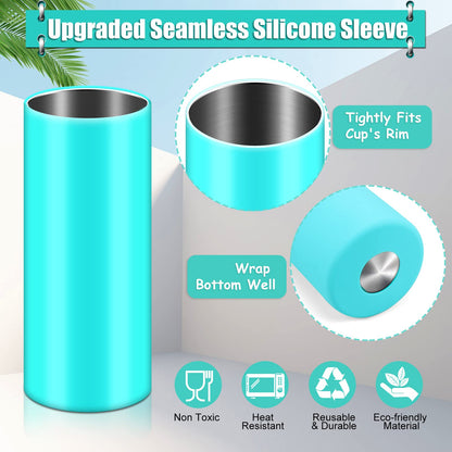 Hysagtek 2 x Sublimation Silicone Wraps for Tumblers 20oz Seamless Sublimation, Silicone Tumbler Wraps, Silicone Sleeves for Sublimation, with Gloves, Heat Tape for Sublimation Tumbler Heat Press