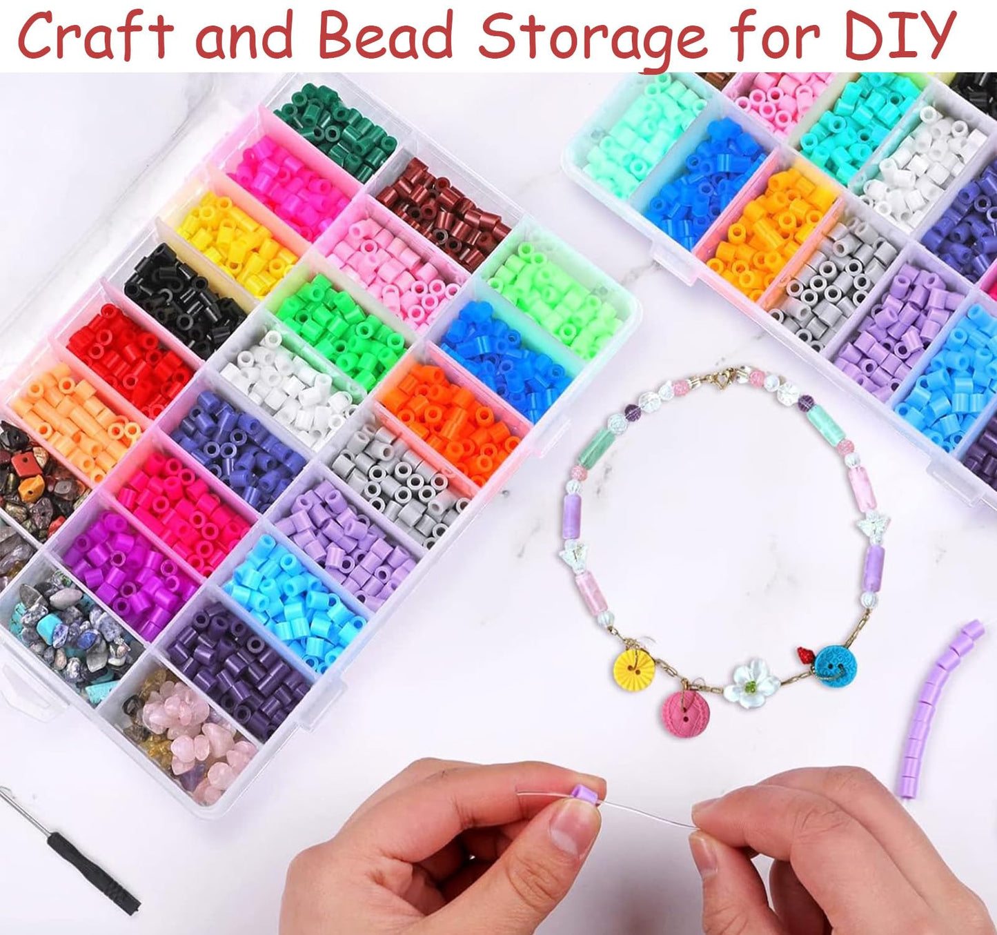 MERATIA 3 Pcs 36 Large Grids Clear Plastic Organizer Box with Adjustable Dividers,Multipurpose Fishing Tackle Box Craft Organizers Box for Bead,Jewelry,DIY Crafts,Art,Small Items Storage 3pack