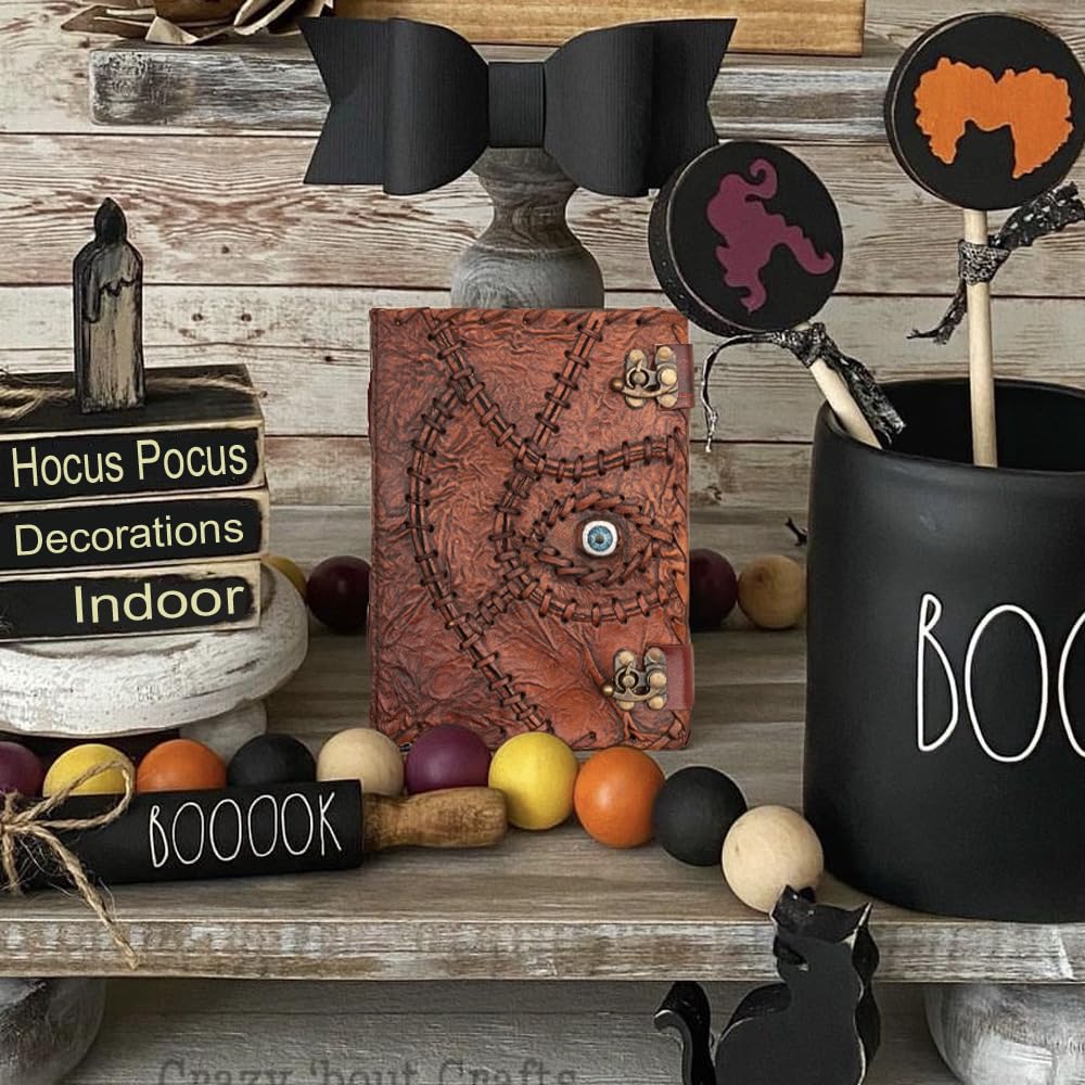 ULCH Hocus Pocus Book of Spells Hocus Pocus Decor Hocus Pocus Halloween Decorations Book of Shadows and Spell Book with Lock Witch Decor And Perfect for Spooky Gifts And Spooky Decor 8 x6 Inches