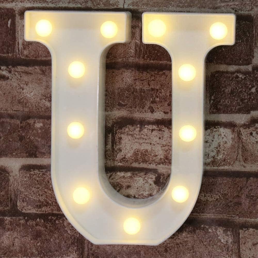 Pooqla LED Marquee Letter Lights Sign - Light Up Alphabet Letter for Home Party Decoration U