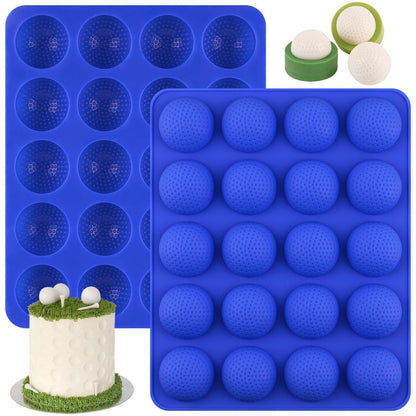 Wrbin 2 Pack Golf Ball Mold, Silicone Golf Ball Cake Pop Mold, 20-Cavity 3D Sphere Mold for Chocolate,Cake Pops, Ice Cubes, Bath bombs
