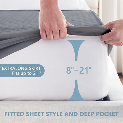 Regine Switzerland Premium Waterproof Mattress Protector - Breathable Cooling Bed Cover, Twin Size, Gray