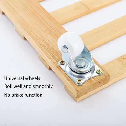 3 Pack 100 Lbs, 12 Inch Cedilis Plant Caddy, Bamboo Plant Stand with Rolling Wheels, Mobile Flower Pot Mover Roller
