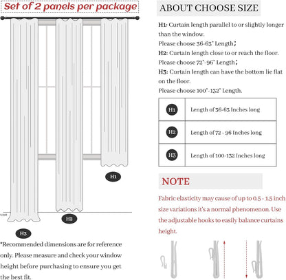 Skiennix 100% Blackout Linen Curtains - 96-Inch Insulated Heavy Drapes for Sliding Glass Doors | Off Beige