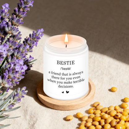 Homsolver Bestie Gifts, Friendship Gifts for Women, Christmas Mothers Day Valentines Gift, Bestie Scented Candle