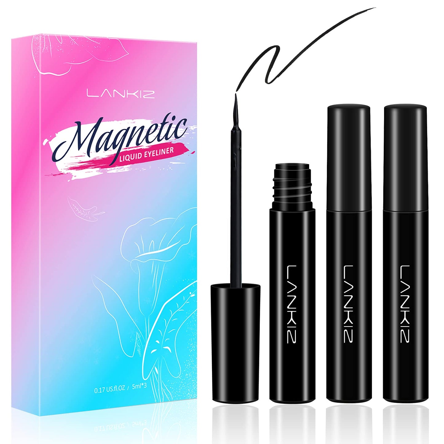 3Pack Lash GLUEliner, Felt-Tip Eyelash GLUELiner, Magnetic Lash Liner, Liquid Eyeliner for Magnetic Eyelash, Natural Looking, Waterproof (5ml0.17us.fl.oz)