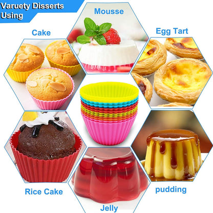Utoolmart 5 Pcs Orange Reusable Silicone Baking Cups, Non-Stick Cake Molds for Party Supplies