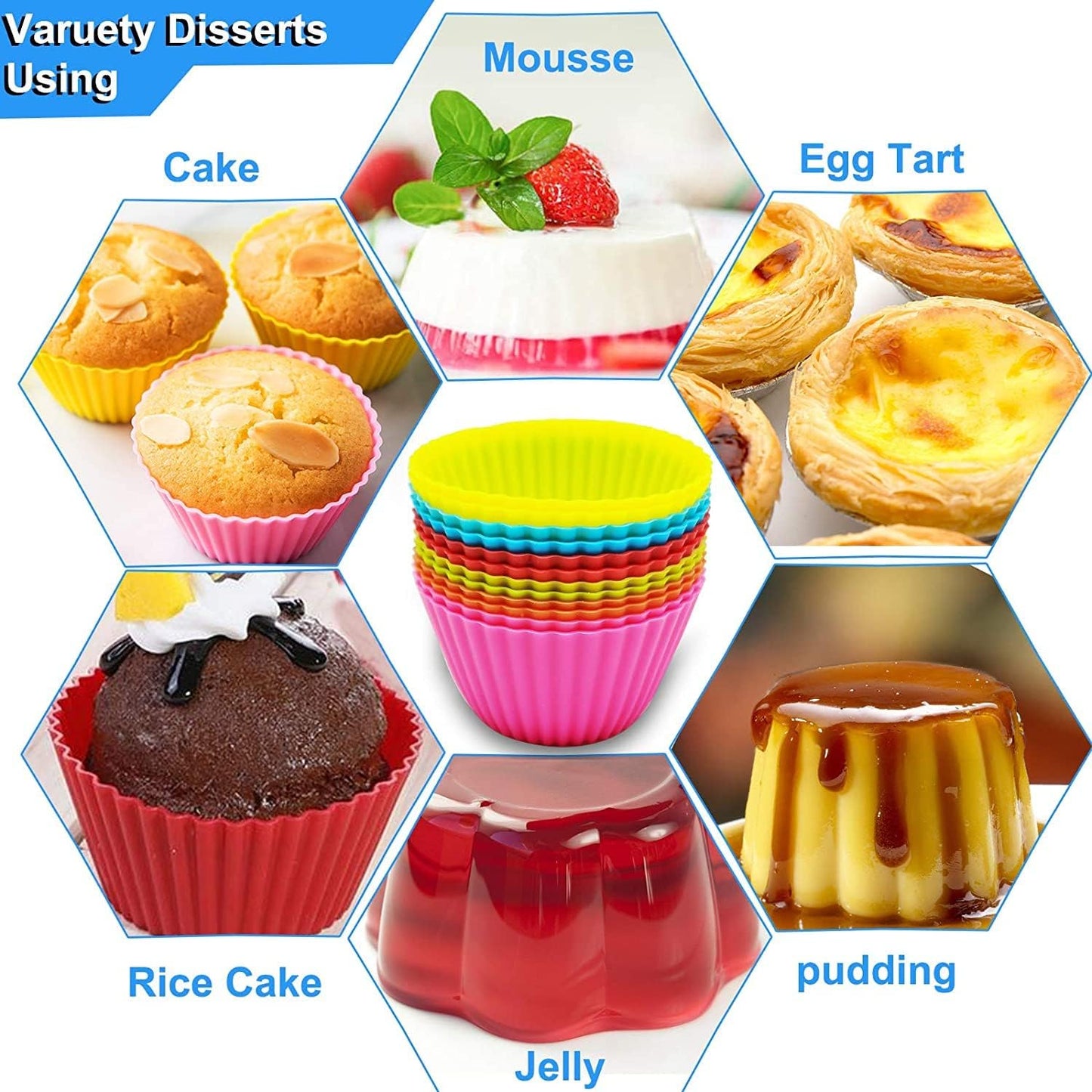 Utoolmart Silicone Cupcake Cups, Reusable Non-stick Baking Liners for Party Halloween Christmas, Green 5 Pcs