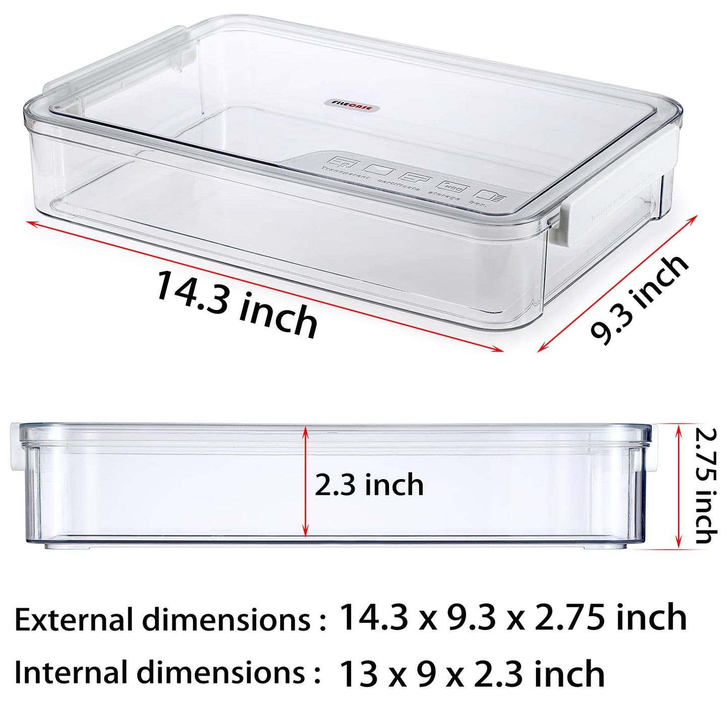 BTSKY 2 Pack Plastic Storage Containers with Lids, Portable Project Case Document Organizer Stackable Plastic File Storage Box for A4 File Paper Documents Scrapbook Art Supplies&Crafts(Big, White)