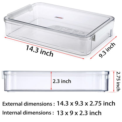 BTSKY 2 Pack Plastic Storage Containers with Lids, Portable Project Case Document Organizer Stackable Plastic File Storage Box for A4 File Paper Documents Scrapbook Art Supplies&Crafts(Big, White)