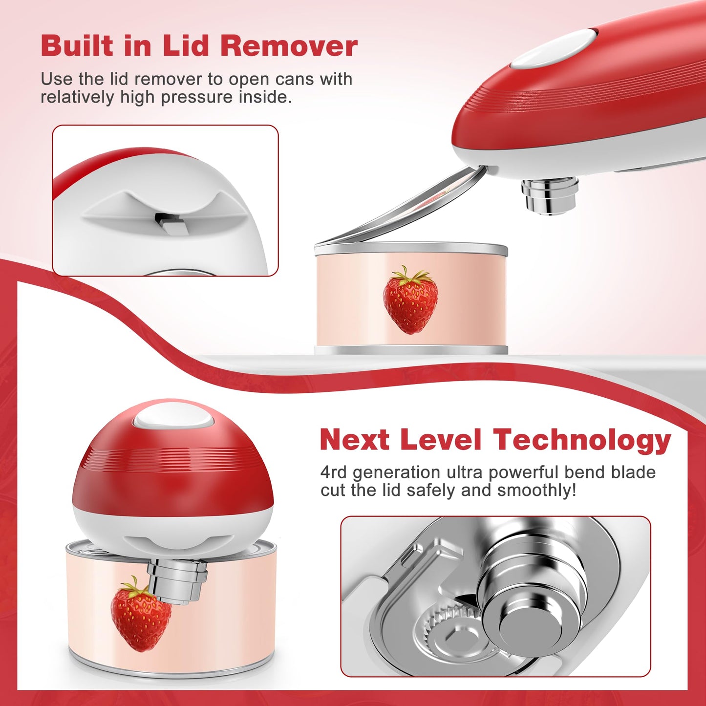 Electric Can Opener, Food Safe Automatic Can Opener with Smooth Edge, Open Your Cans with A Simple Press of Button, Can Opener Electric Kitchen Gifts for Seniors and Arthritis