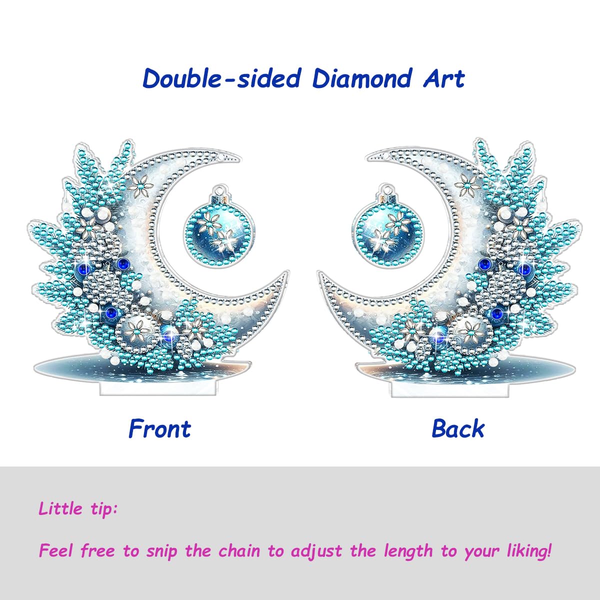 JBTM24 Diamond Art Night Light, Diamond Painting Desktop Ornaments for Adults, Gem Art Touch Lamp for Living Room Bedrooms, Desktop Bedside Luminous Ornaments Decorate (Moon)
