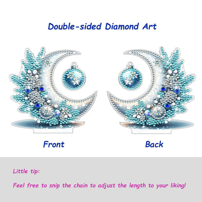 JBTM24 Diamond Art Night Light, Diamond Painting Desktop Ornaments for Adults, Gem Art Touch Lamp for Living Room Bedrooms, Desktop Bedside Luminous Ornaments Decorate (Moon)