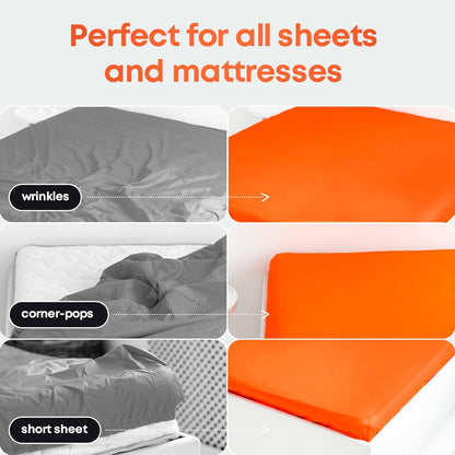 5 STARS UNITED Bed Sheet Straps Set | Adjustable Elastic Fasteners with Metal Clips | Sheet Holders for Corners |