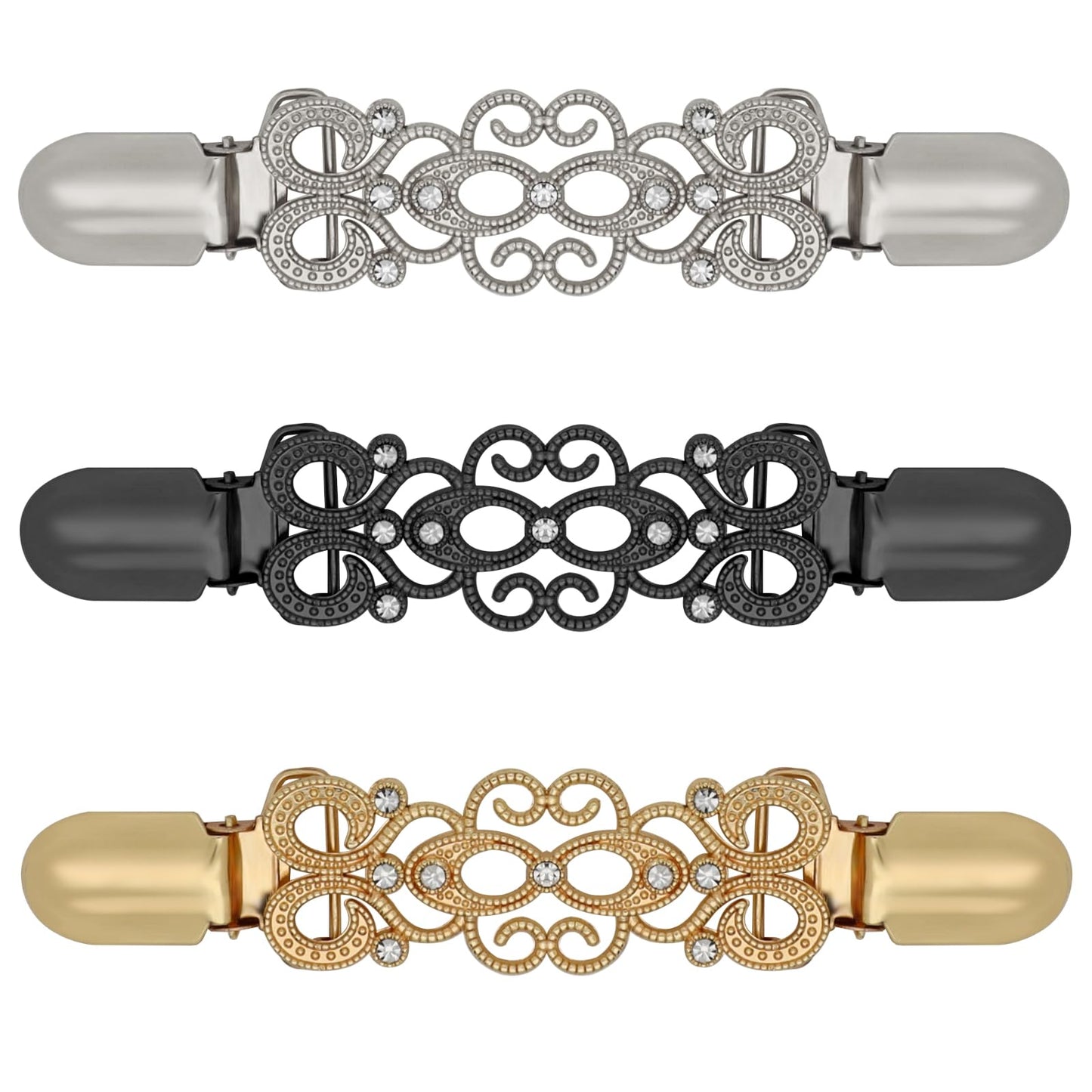 ROPAKED 3 Pcs Cinch Clips Vintage Sweater Clips Dress Clip Back Cinch Shawl Cardigan Collar Clip to Tighten Dress Pant Waist Tightener for Women