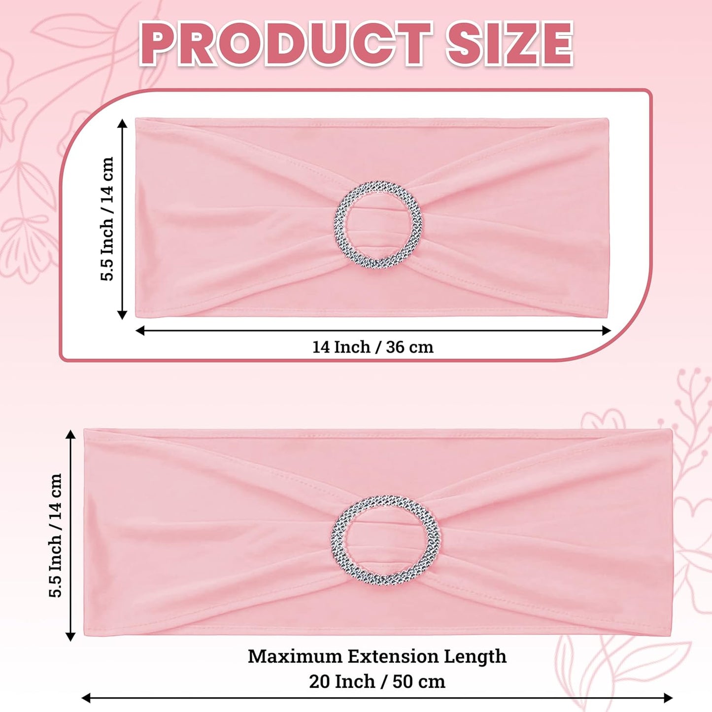 MDS Premium Spandex Chair Sashes - Universal Fit Stretch Covers with Buckle Slider | Pack of 100 - Dusty Rose