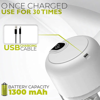 White 3 CUP Electric mini garlic crusher, USB rechargeable portable electric food crusher, wireless small kitchen processor for crushing garlic, ginger, chili, minced meat, onions, etc.(350+250+100ml)
