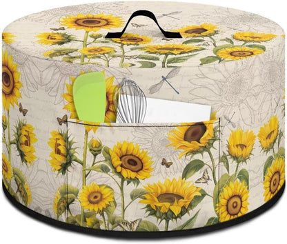 Kitchen Appliance Dust Covers for 6 7 8 Quart Slow Cooker, Sunflower Butterfly Oval Design, Pocket for Clean Kitchen
