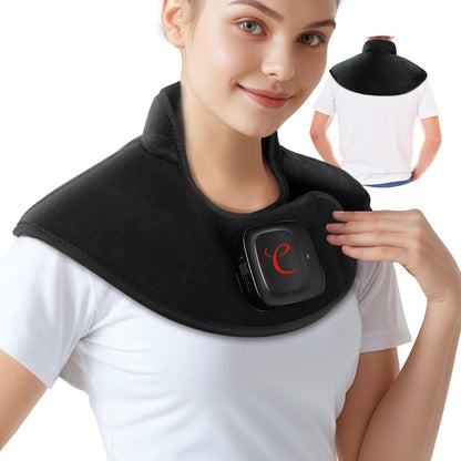 Comfytemp 2.5lb Cordless Heating Pad for Neck Pain Relief, Weighted Rechargeable Heat Pad, FSA HSA Eligible, Electric Neck Heater with 210Mins~450Mins of Battery Life, 9.5"×19" Wrap Suit for S/M Size