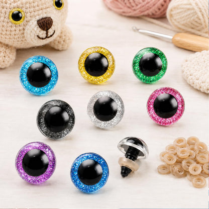 160pcs Large Safety Eyes for Amigurumi Glitter Eye for Stuffed Animals for DIY Dolls Puppets Bear Crafts Animals Amigurumi Making Supplies(Colorful A)