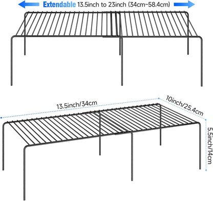 Expandable Storage Shelf - Adjustable Rustproof Metal Wire Spice Rack, Space Saver Kitchen Storage Shelves Set of 6