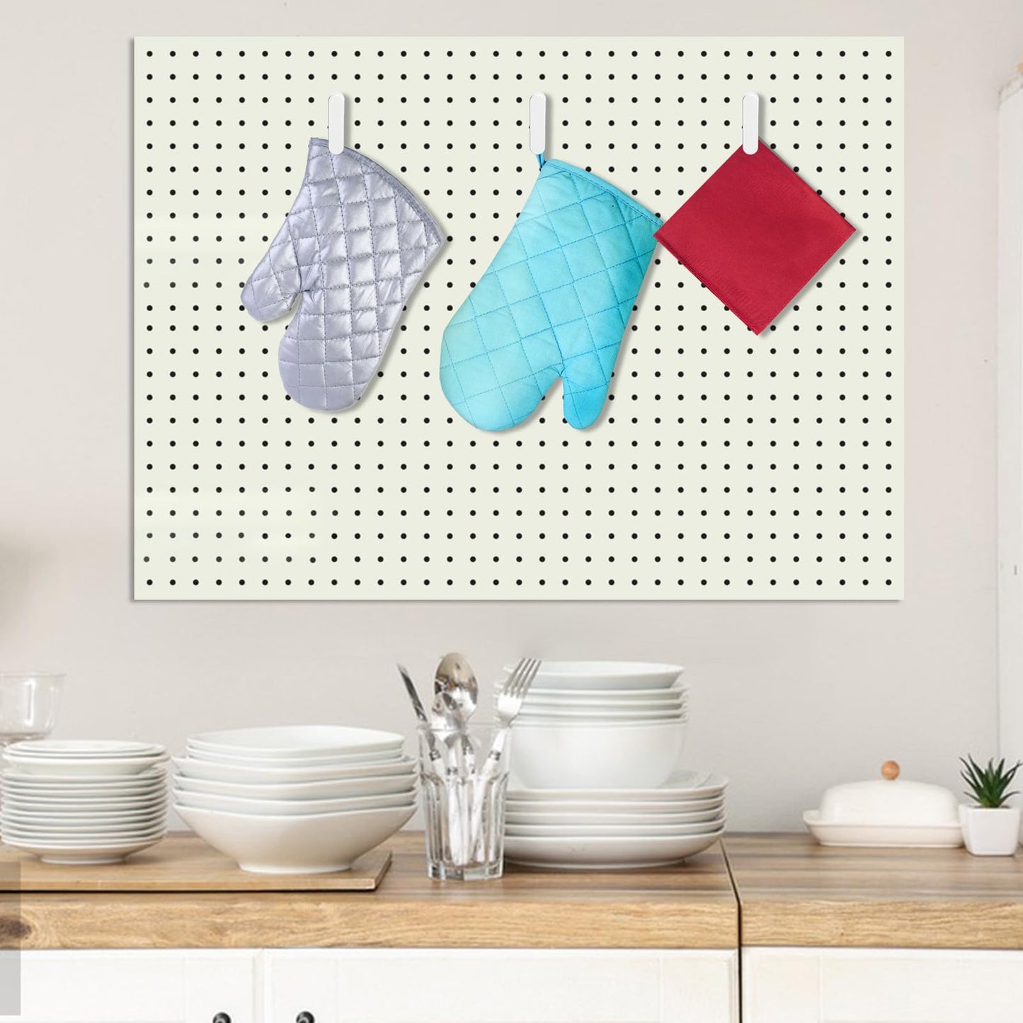 Tolare 12 Pcs White Pegboard Clips, Metal Pegboard Accessories White Hooks for Wall Organizer, Kitchen Bathroom Office Craft Room Storage Display, 3" x 0.78"