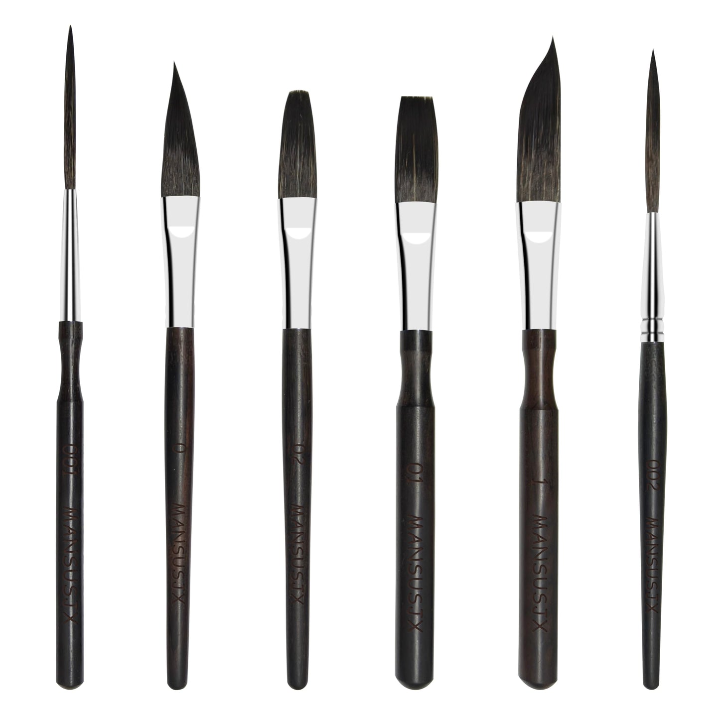 Starter Pinstriping Brush Kit 6 pcs High Performance Striping Brushes, Long Liner, Script Liner, Sword, Cat Tongue, Scroll Brushes for Lettering & Detailing