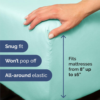 Skiennix Full Size 4-Piece Sheet Set - Comfy, Breathable & Cooling Luxury Bedding - Deep Pockets, Ultra-Soft, Wrinkle-Free - Spa Blue