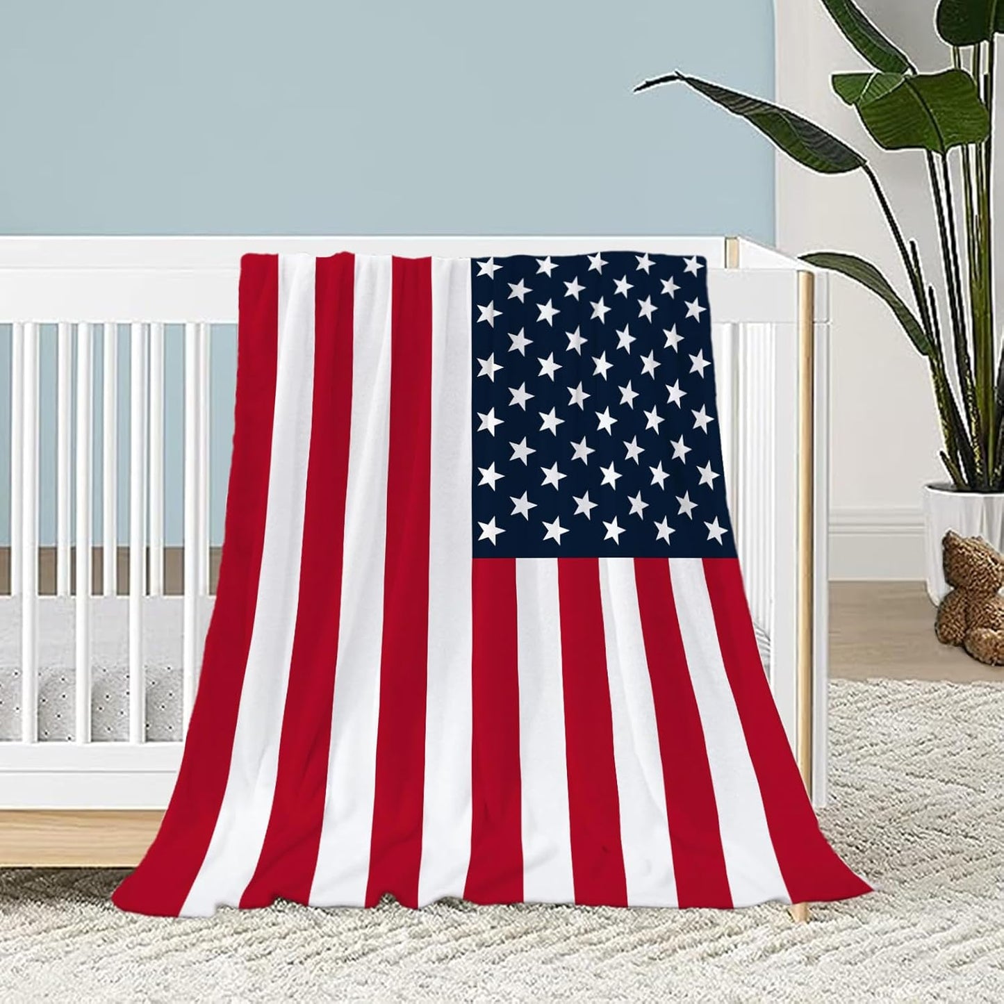4th 30x40 Neatee Living Patriotic Throw Blanket Baby Small of July Memorial Day Fourth of July American Flag Blanket