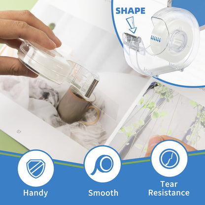 JEFURE 24 Pcs Transparent Tape with Dispenser, 0.7 in x 1000 in Clear Tapes and Refillable Dispensers, Office Tape Rolls with Dispenser Bulk for Craft Jobs, Gift Wrapping, Repairing, Home and School