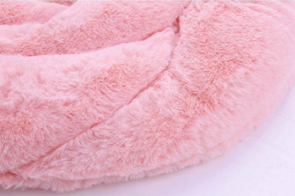 Chic Rose Flower Chair Pad, Soft Faux Fur Cushion for Dining Chairs, No Slip Floor Pillow, Home Decor, Pink