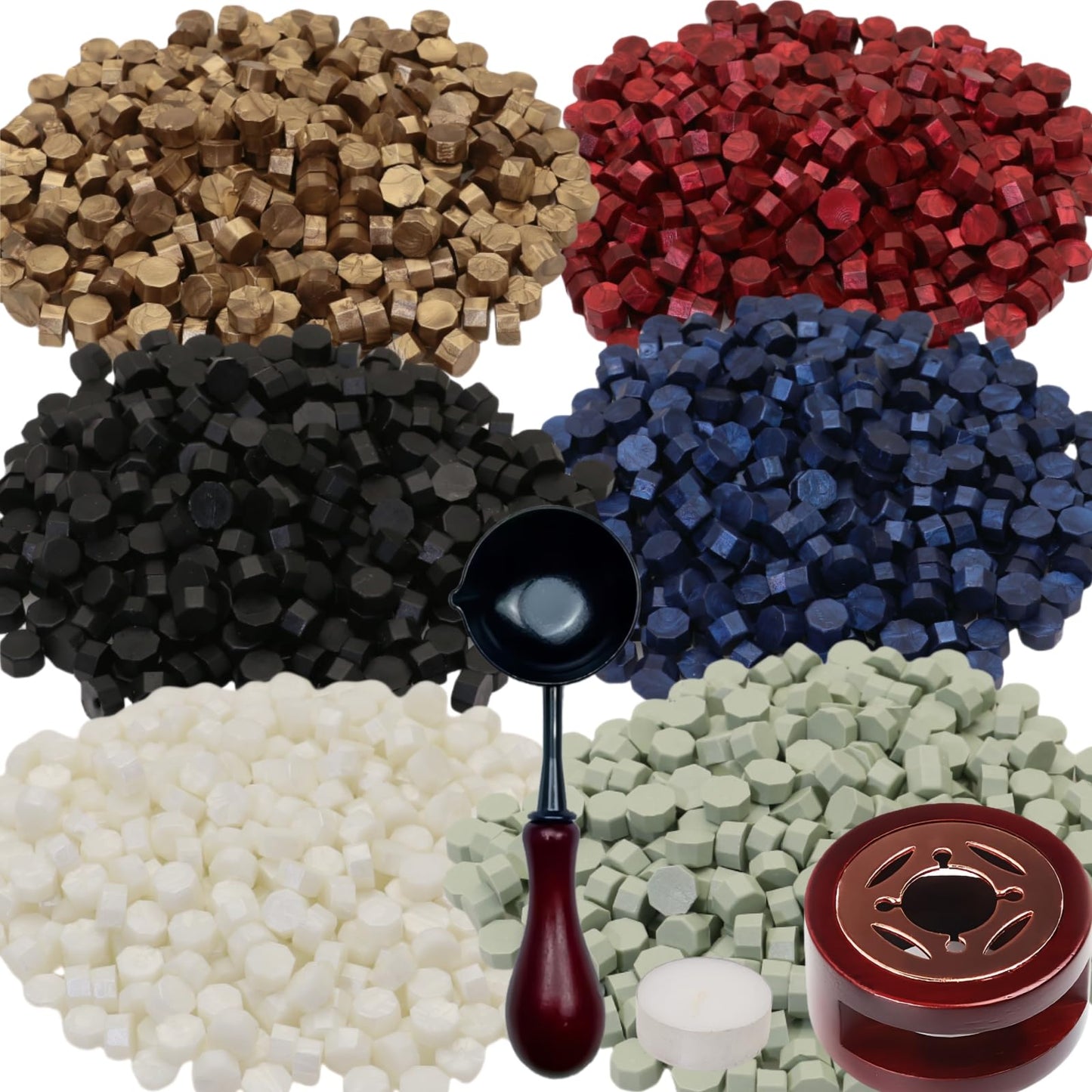 Wine Red Sealing Wax Beads, ONWINPOR 400pcs Wax Seal Kit with Warmer, Non-Slip Spoon, Candles for Envelopes, Stamp Letter Seal,Wedding Invitations (Wine Red)