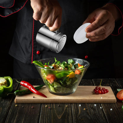 20 (10oz) Lallisa Pcs Stainless Steel Salt and Pepper Shakers with Lid and Handle Dredge Spice Seasoning Condiment