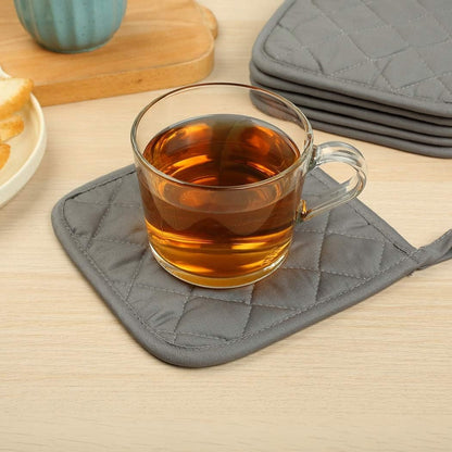 6 Pack Cotton Pot Holders Set, 7 Inch Heat Resistant Hot Pads for Cooking and Baking, Dark Grey