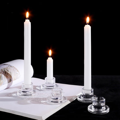 ZQXJWF Clear Glass Taper Candle Holders Set, Round Base Design, Elegant Dining Table Decor, for Table Centerpiece Wedding Party Advent Christmas Home Decorations (12, Clear)