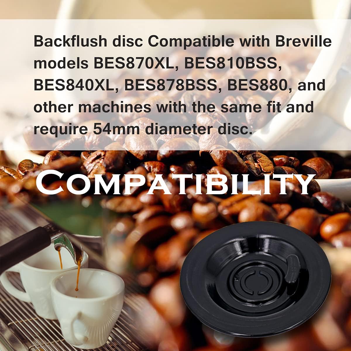 2 Packs 54mm Coffee Backflush Cleaning Disc for Breville Espresso Machines - 100% Silicone