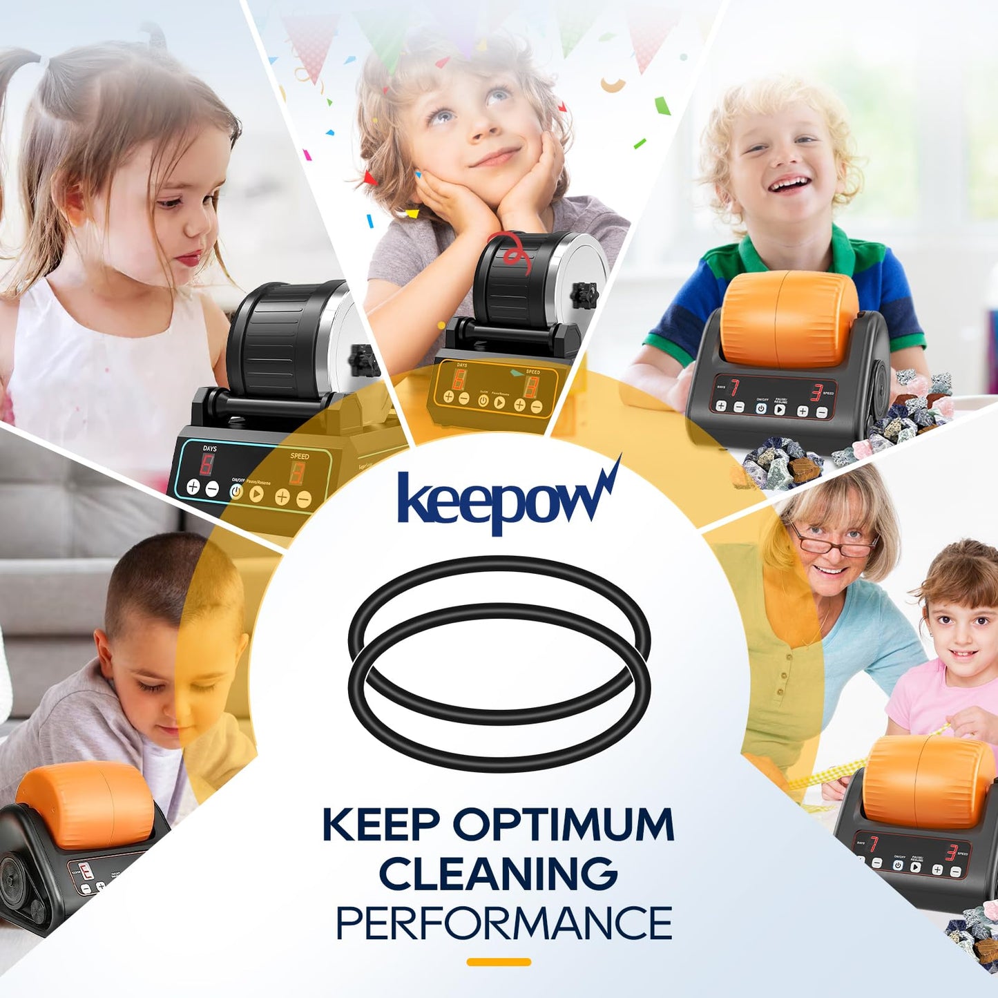 KEEPOW Rock Tumbler Belts Replacement Set Compatible with KomeStone Rock Tumbler K1 & K1 Pro & K3, 10 Pack