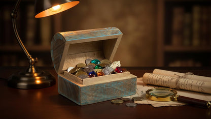 The Great Indian Bazaar Handmade Decorative Wooden Jewelry Box With Celtic Carving - Blue, Rectangular, Table Top, Unisex, Ideal For Home Decor & Gifting