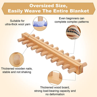 Sienson 60" Chunky Knitting Loom for Blanket Making – Foldable Wood Frame, Portable DIY Hand Knitting Kit for Beginners, Reusable Blanket Loom for Bulky Yarn Crafts & Gifts