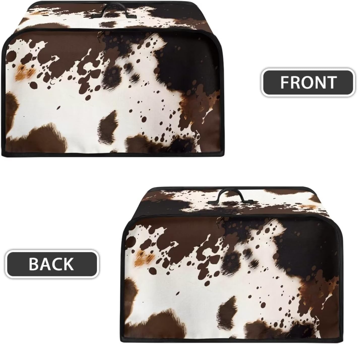Brown Cow Print Slow Cooker Dust Cover with Side Mesh Pocket, Dustproof Protector for 6, 7 or 8 Quart Crock Pots