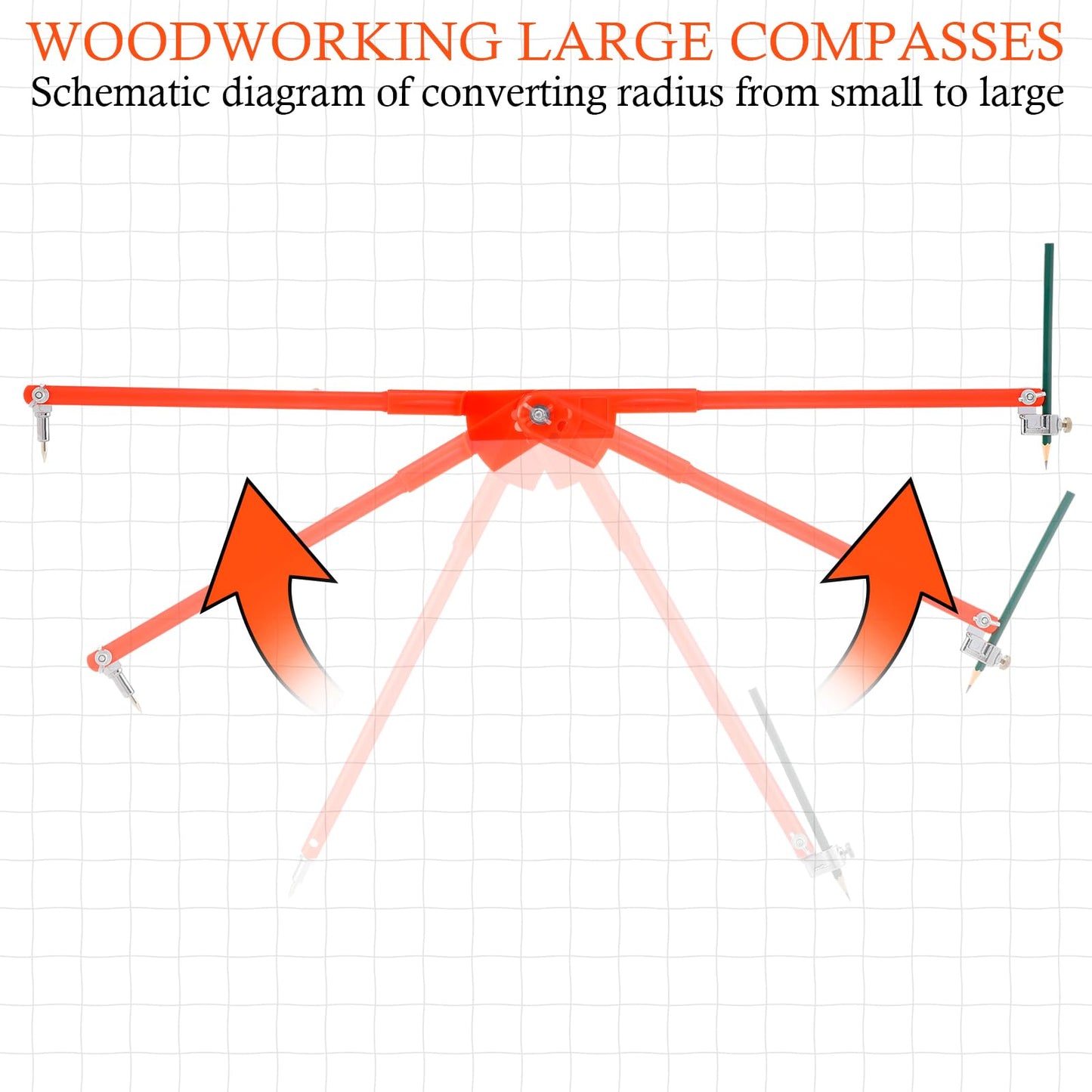 Sabary 15.7 Inch Professional Large Compass with Pencil Holder Woodworking Compass Pencil Marking Carpenters Geometry Tool Circle Maker for Geometry Drafting Art Drawing Circles