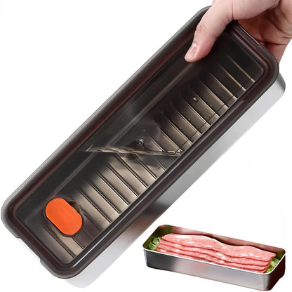 Bacon Container for Refrigerator, Airtight Stainless Steel Deli Meat Storage Containers for Kitchen Food Storage
