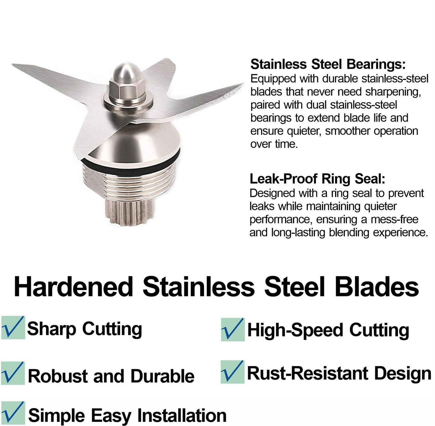 Blade Replacement Parts Kit Compatible with Vitamix, Blender Wet Blade Replacement Assembly with Wrench and Drive Socket Replacement for Vitamix 64oz and 32oz Container